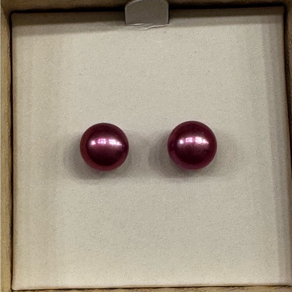 Honora Radiant Magenta Cultured Freshwater Pearl Stud Earrings - Picture 3 of 8